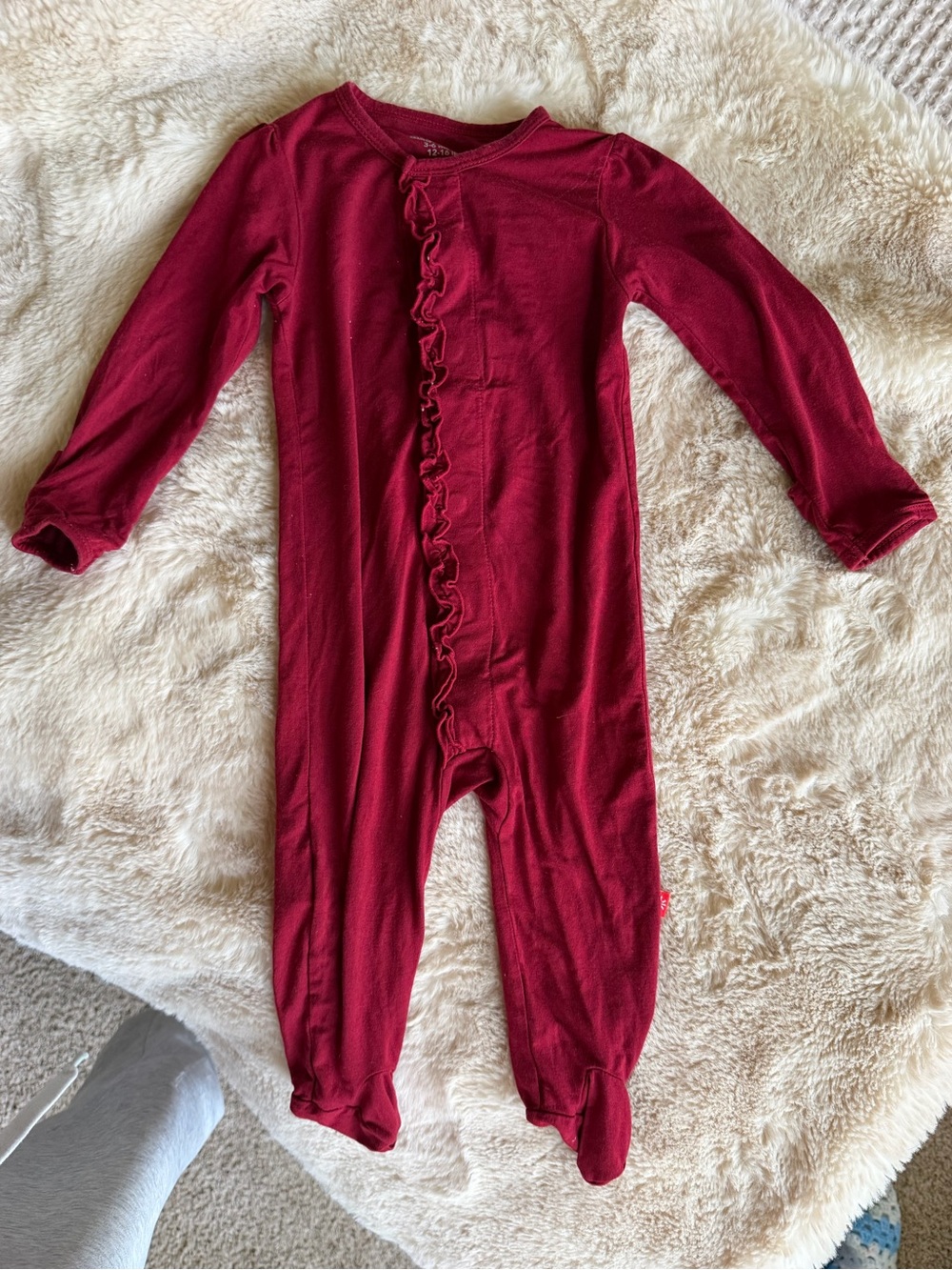 Magnetic Me 3-6M Burgundy Ruffle One-Piece